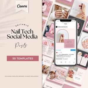 Nail Tech Instagram Post, Aesthetic Instagram, Nails Content Instagram, Canva Templates, Nail Salon Social Media, Nail Artist