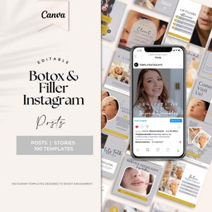 Botox and Filler Instagram Post, Botox Templates, Nurse Injector Instagram Templates, Esthetician Templates Canva, Medspa Social Media