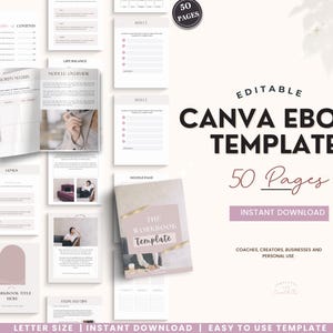 Ebook Template Canva, Workbook Template,Editable Ebook Template, Ebook Bundle, Editable Workbook, Workbook Template Canva, 50 Ebook Template
