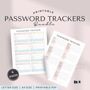 Password Tracker Printable,  Password keeper, Password Book, Password Log Book, Password Organizer, A4/Letter/ Instant Download PDF