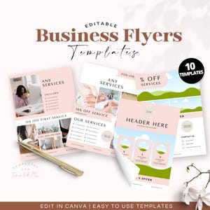 Szablony ulotek biznesowych 10 pakietów Edytowalny szablon, ulotki sprzedażowe, ulotki butikowe, szablon Canva, szablon ulotki marketingowej, ulotka Book Now