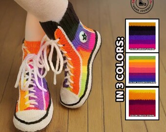 Handmade Knitted Sneaker Socks – Soft House Slippers for Cozy Indoor Comfort