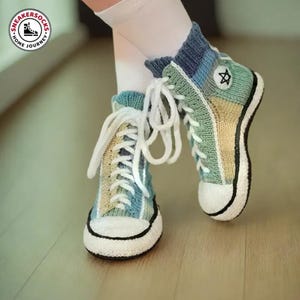Chaussettes baskets tricotées - Chaussettes hautes et douces personnalisées pour un voyage à la maison