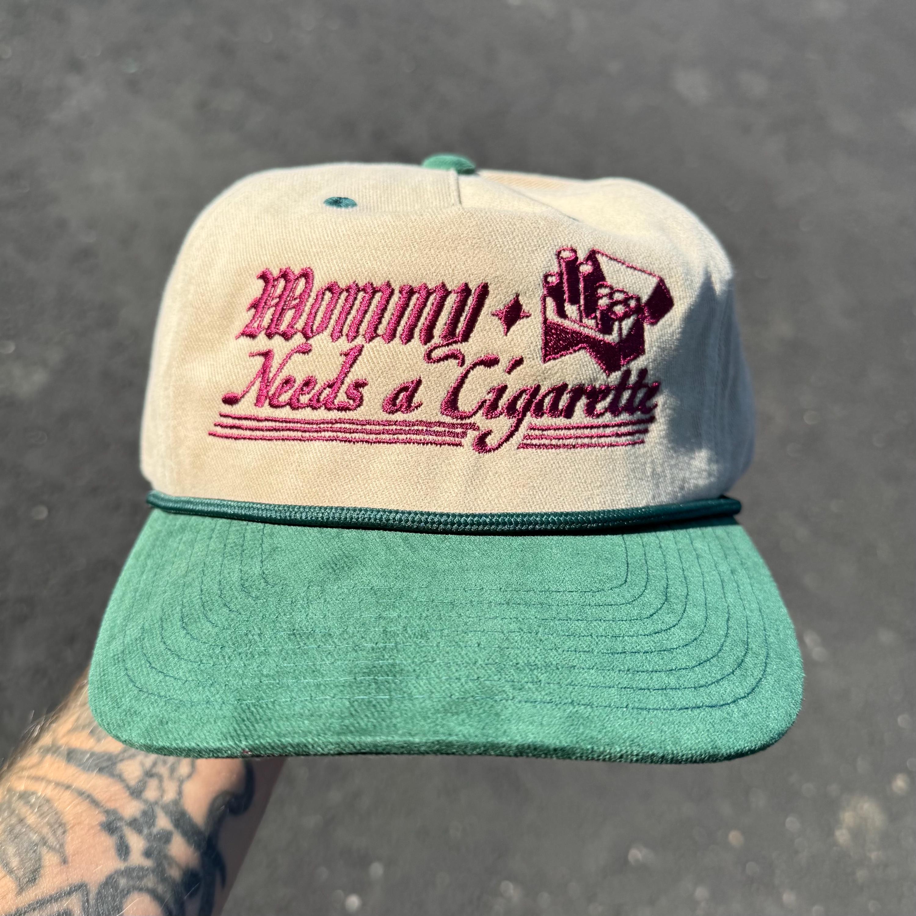 mommy needs a cigarette hat Cig Funny Embroidered Snapback Cream Brown Made to Order boat rides Mommy Needs a Fridge Cig
