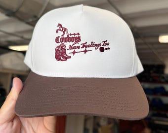 Cowboys Have Feelings Too Western Embroidered Snapback Cream Made to Order Hat