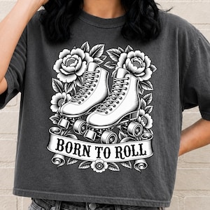 Rullskridsko-T-shirt, Old School Tattoo Roller Derby-tröja med grafisk design