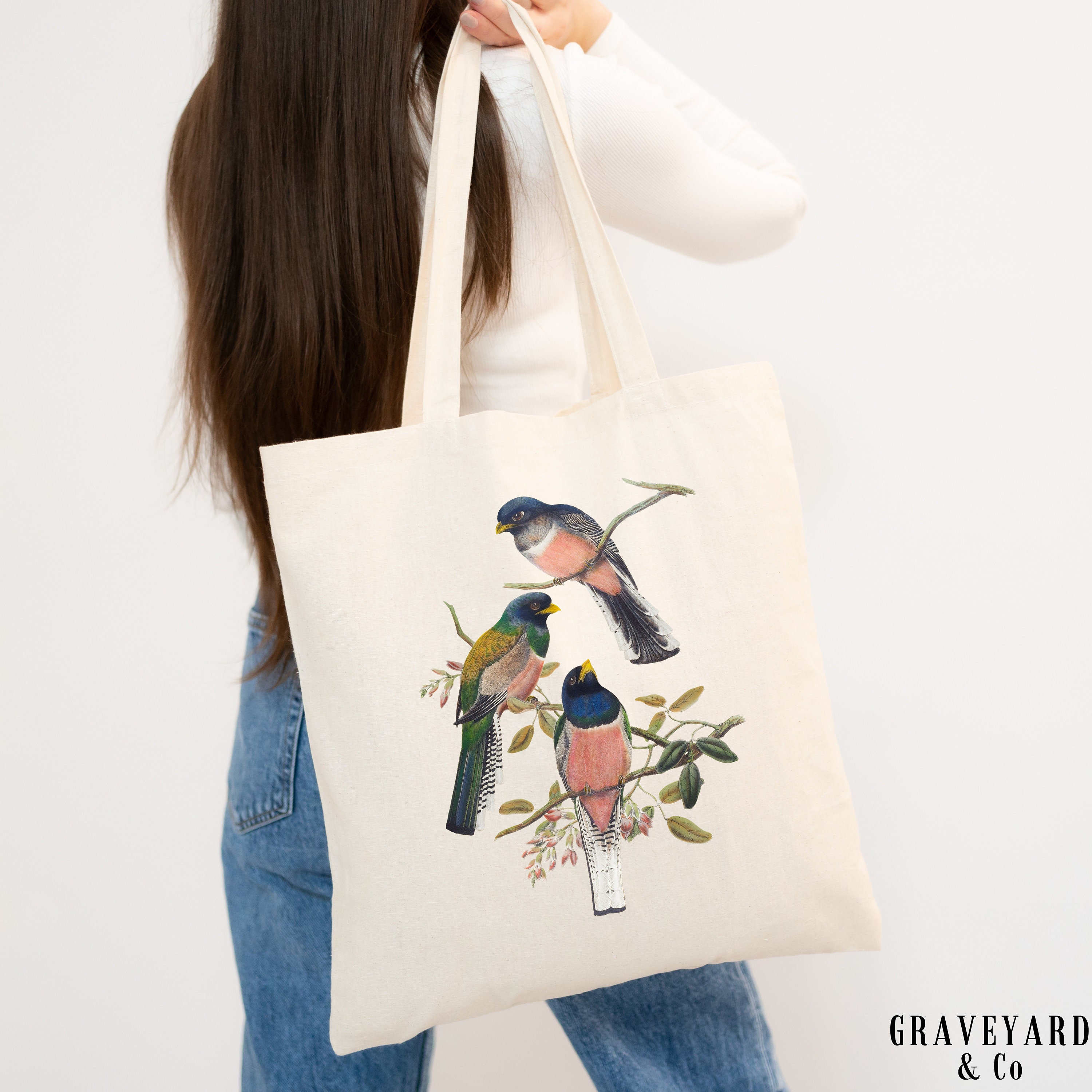 Bird Canvas Tote Bag for Bird Lover Bird Watcher Animal