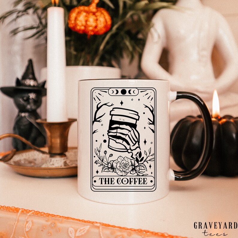 TAROT COFFEE MUG halloween goth mug housewarming gift coffee cup fall decor witch image 1
