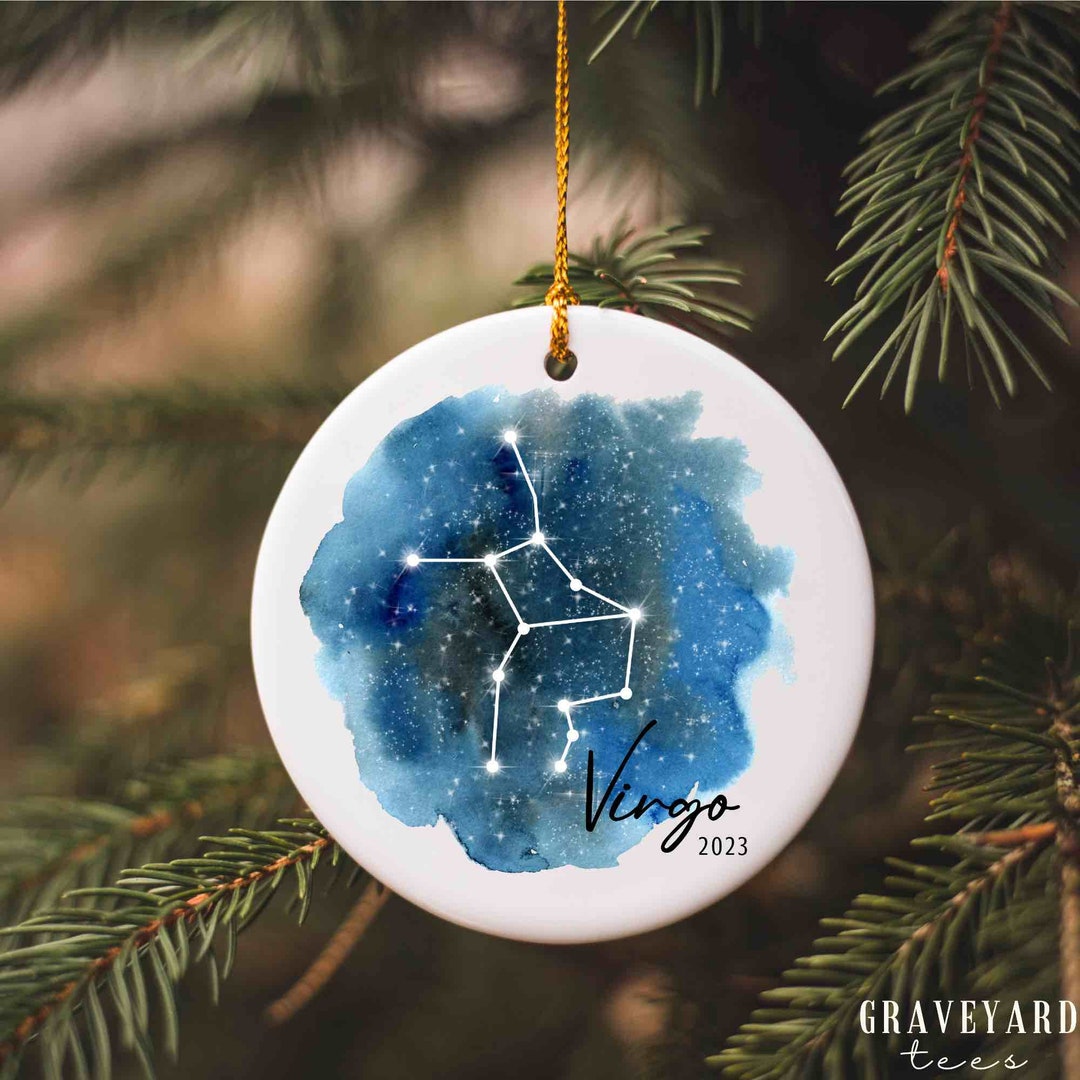 Virgo Watercolor Ornament Zodiac Symbol Christmas Tree Etsy