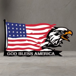 American Eagle Flag Wall art Decor 6 Layer ,Art Piece for Glowforge,MultiLayer Laser Cut Files,Dxf,dwg pdf,ai wall art