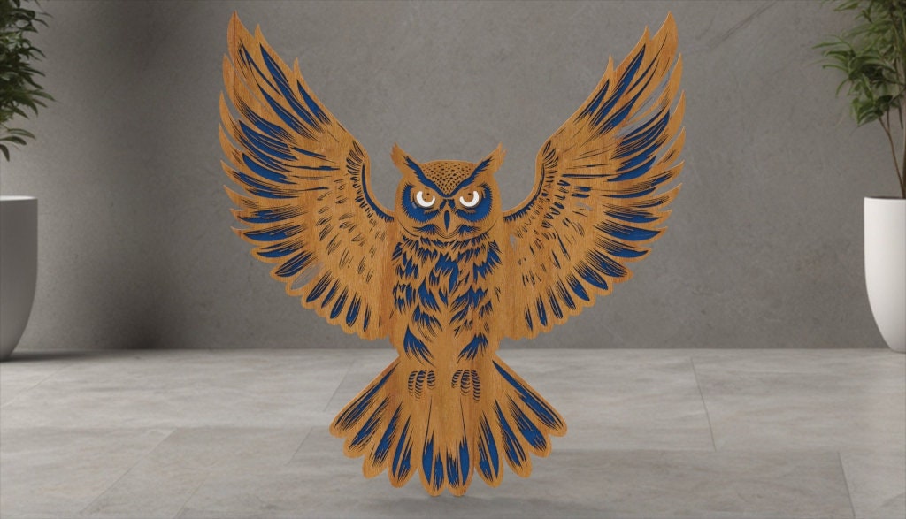 Owl SVG, Laser Cut File, 3 Layers Cut File,Art Piece for Glowforge,MultiLayer Laser Cut Files,Dxf