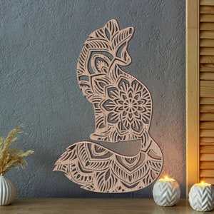 Mandala renard Svg, fichiers découpés au laser Dxf 4 oeuvres d'art multicouches pour Glowforge, PDF pour découpe à la main, DWG, PDF, AI, dessins au laser, art sur bois, boîte cadeau
