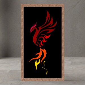 Phoenix SVG, fichier découpé au laser, fichier de découpe 8 couches, oeuvre d'art pour Glowforge, fichiers découpés au laser multicouches, boîte d'ombre