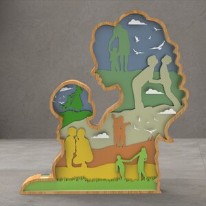 Muttertagsgeschenk SVG, Laser Cut-Datei, 9 Layers Cut File, Art Piece für Glowforge, MultiLayer Laser Cut Files, Dxf