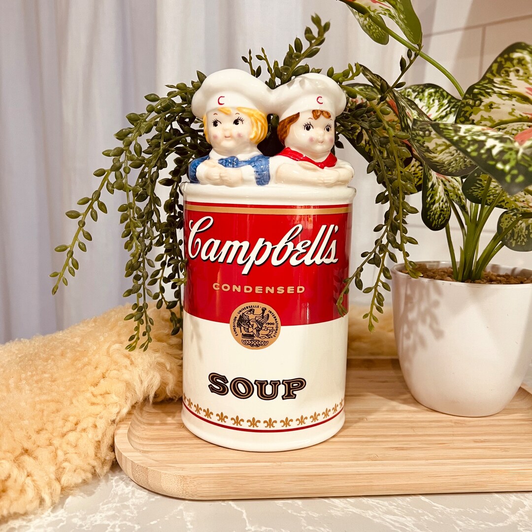 1996 Vintage Campbells Soup Kitchen Utensil Holder / Retro Planter or