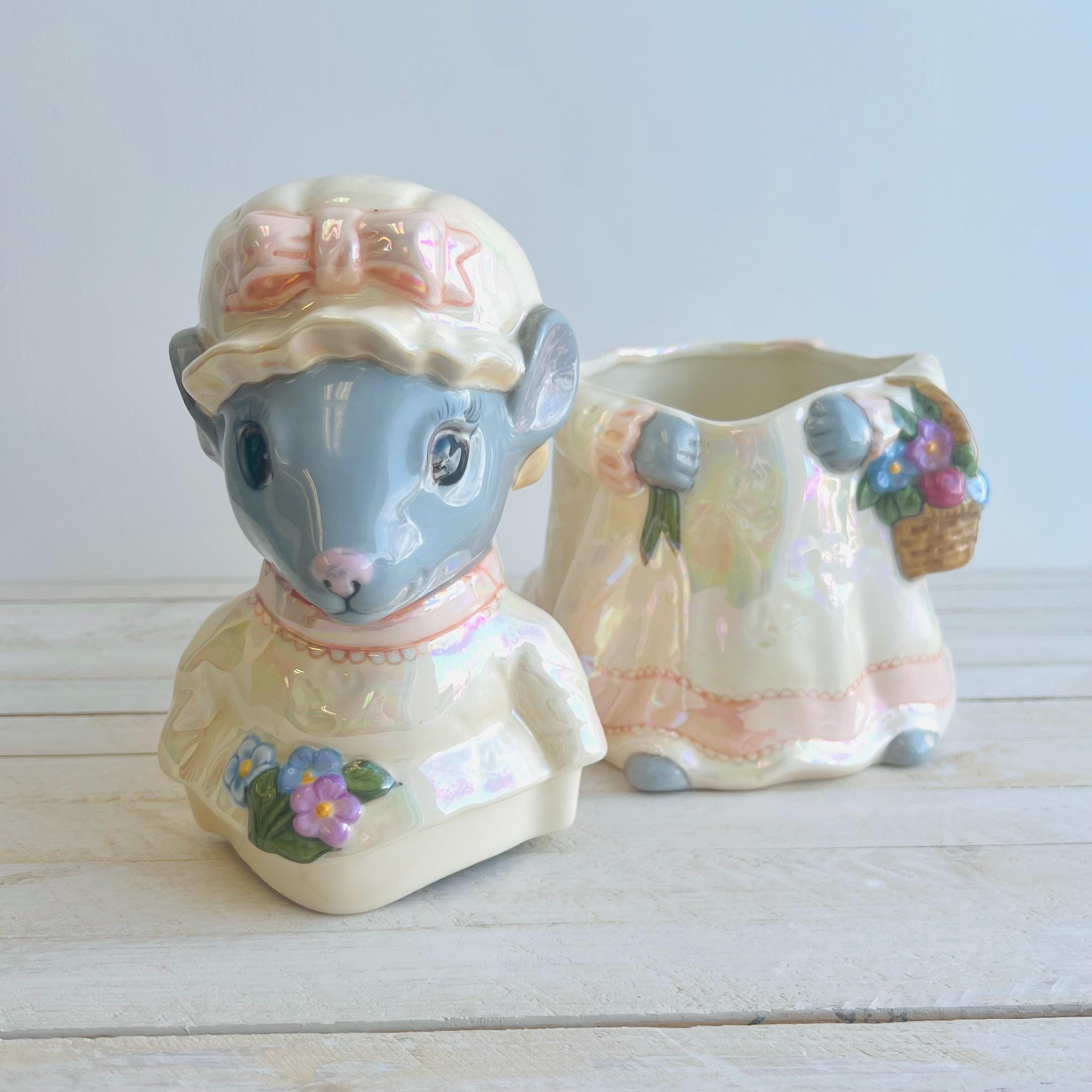 ヴィンテージ　クッキージャー　ネズミのデザイン ヴィンテージ クッキージャー / 真珠のような輝きを放つ