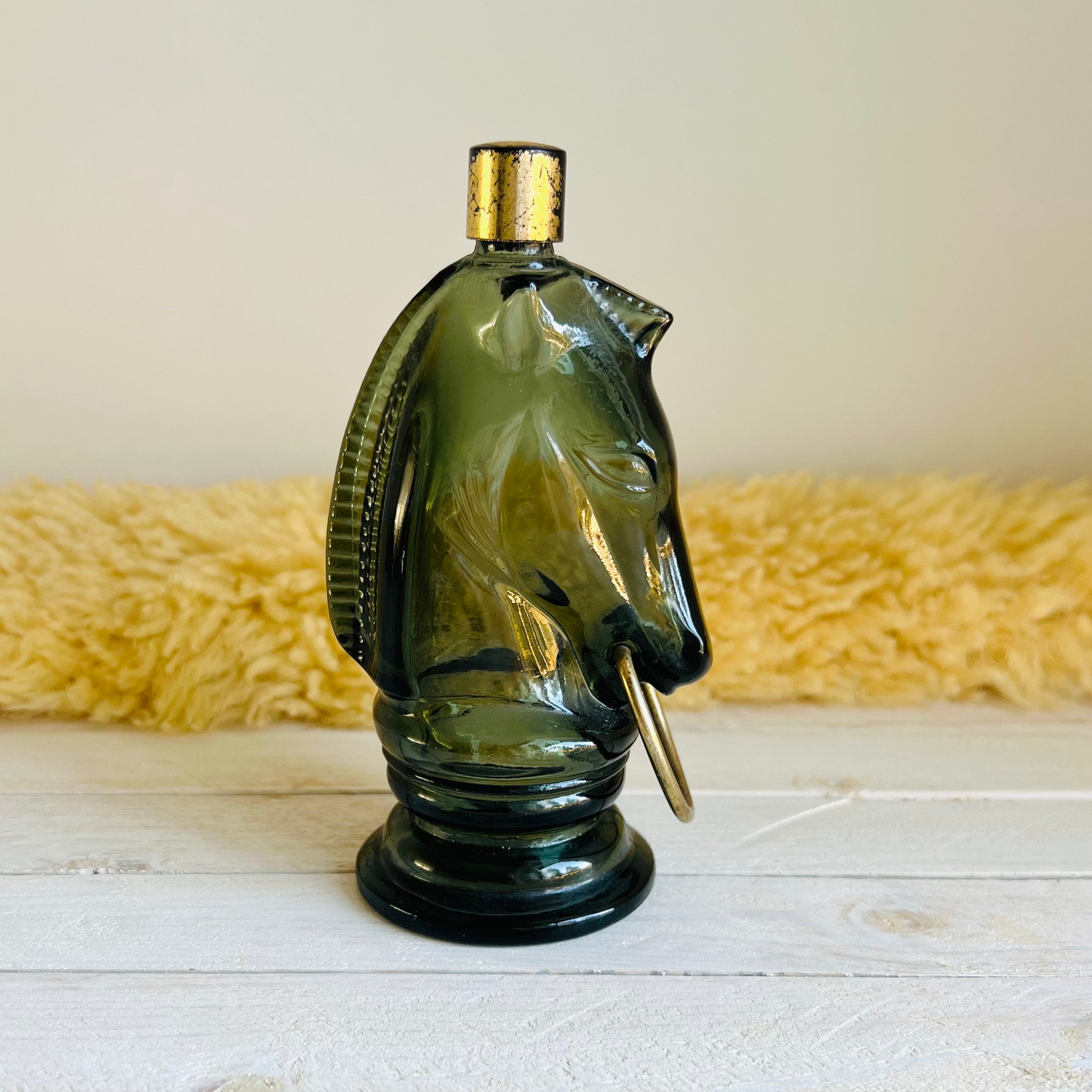 Vintage Avon Horse Head Cologne Bottle Brass Glass Horse Figure in Green Avon Collectables Etsy