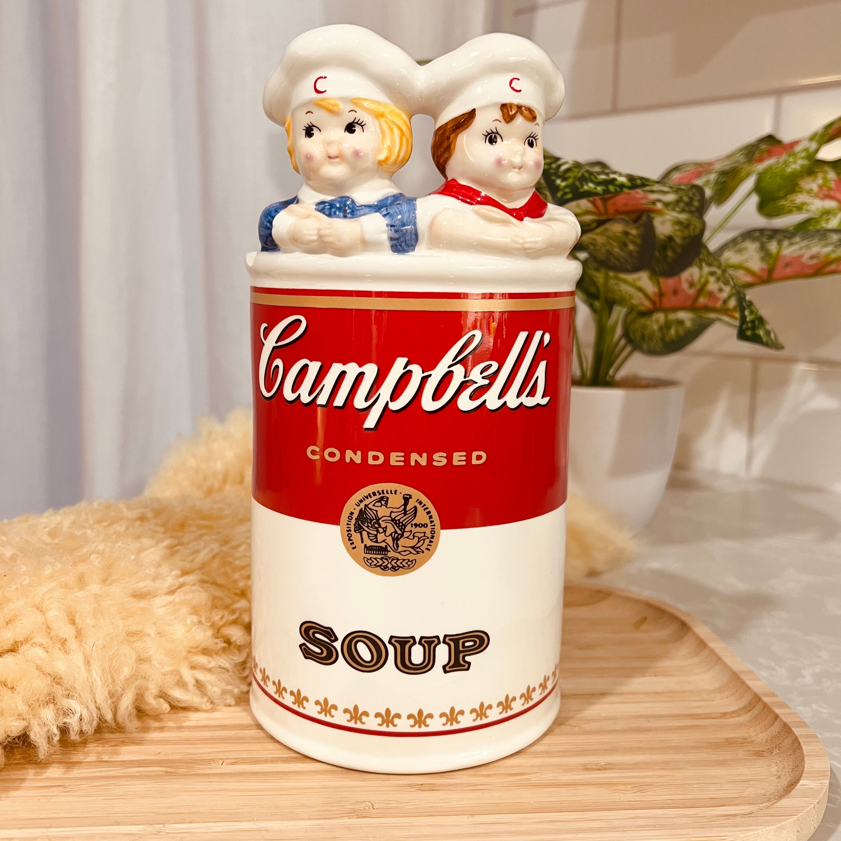 1996 Vintage Campbells Soup Kitchen Utensil Holder / Retro Planter or