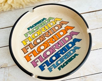 Vintage Florida Ashtray / Retro Smoking Accessories / Funky Ash Tray Gift for Smokers / USA Florida Collectable Kitsch