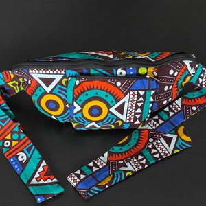 Bauchtasche aus ghanaischem Stoff zum Binden - Hüfttasche Gürteltasche Bumbag Waistbag Festivaltasche Konzert afrikanisch Kitenge Waxprint