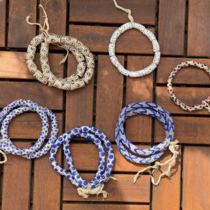 white - colorful, African bracelet / beaded bracelet made of recycled glass, hand-painted, beads from Ghana friendship bracelet partner bracelet