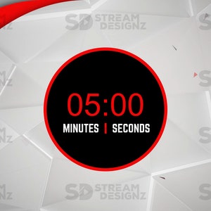 Stream Countdown Timer Overlay - "Arctic" - Red & White