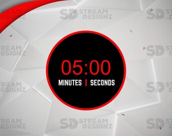 Stream Countdown Timer Overlay - &quot;Arctic&quot; - Red & White