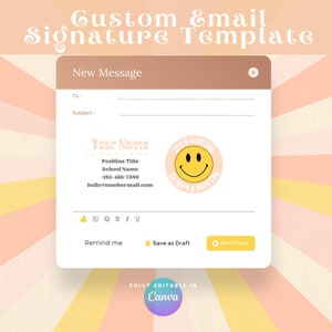Email Signature Template - Canva Email Signature Design - Gmail - Outlook Editable Customizable in Canva, Boho - Retro