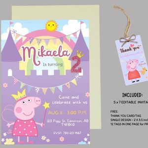 Fairy Pig Birthday, Pink Pig Invitation, Pig Digital Invitation