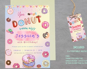 First Birthday Invitation, Donut Invitation, Donut Grow Up Party