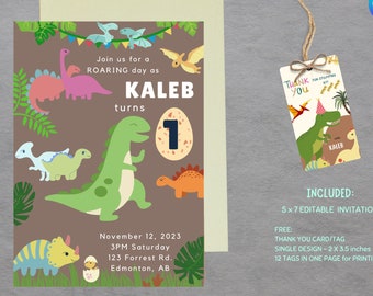 Invitación de dinosaurio, cumpleaños de dinosaurio, fiesta de dinosaurios