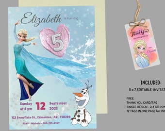 Elsa Invitation, Frozen Birthday Invitation, Frozen Party