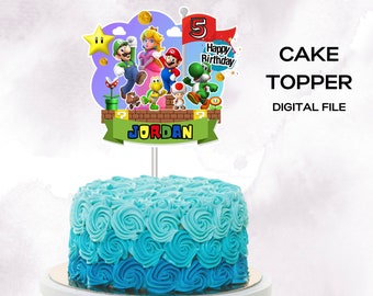Adorno de torta de Super Mario, Adorno de torta de Mario, Fiesta de Super Mario