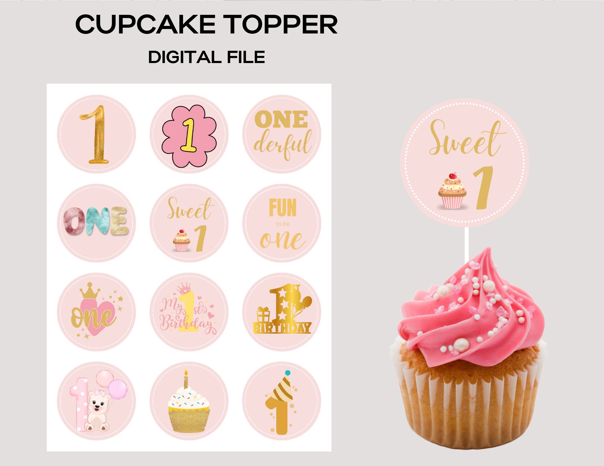 One Cake Topper First Birthday Party Girl 1st Birthday Etsy — free download