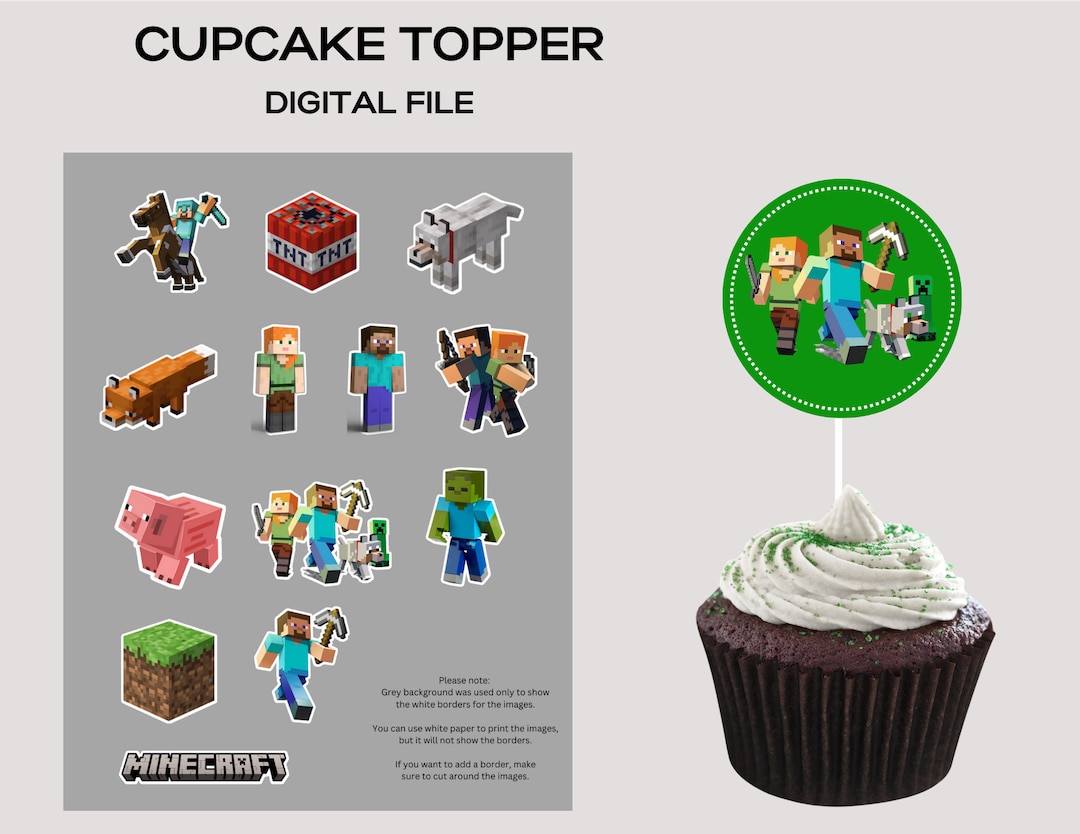 Minecraft Cupcake Topper, Minecraft Party, Minecraft Birthday Etsy