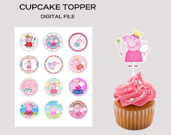 Pig Cupcake Topper, Pig Birthday Party, Fairy Pig Party