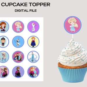 Frozen Cupcake Topper, Elsa Cupcake Topper, Ice Princess Topper, Frozen Party