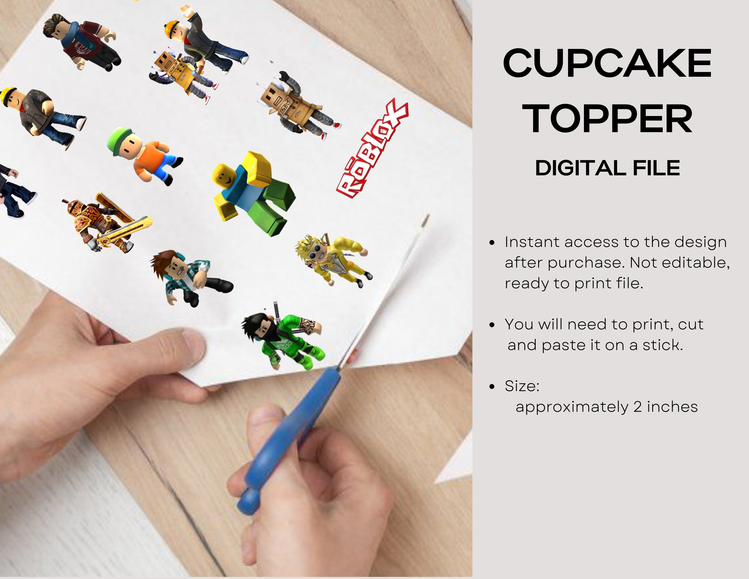 Roblox Cupcake Topper Roblox Party Roblox Birthday Etsy