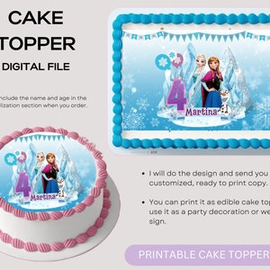 Printable Frozen Cake Topper, Elsa Cake Topper, Ice Princess Topper, Frozen Party