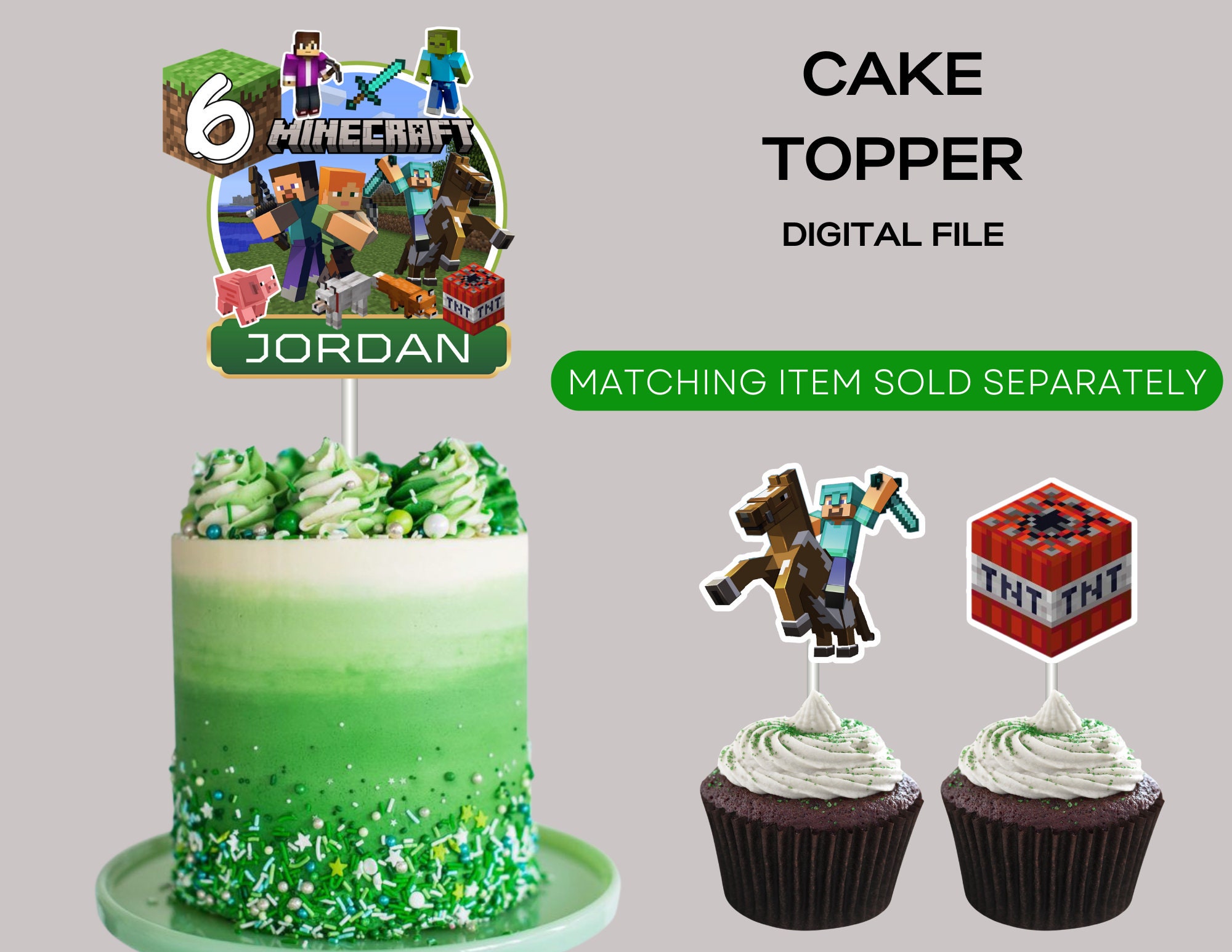 Minecraft Cake Topper, Minecraft Party, Anniversaire Minecraft