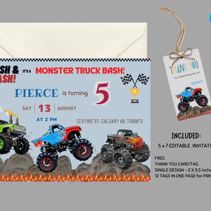 Monster Truck uitnodiging, Monster Truck verjaardag