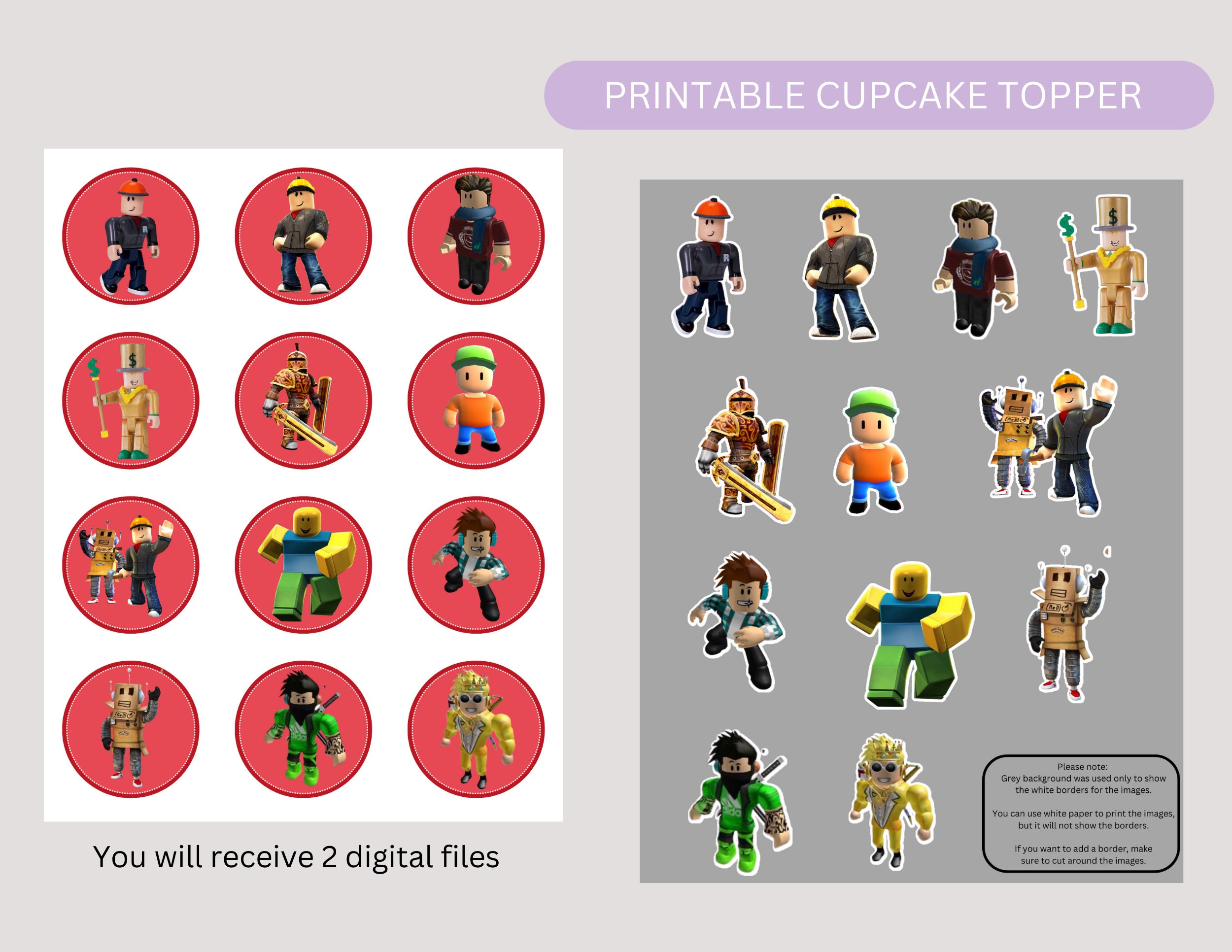 Roblox Cupcake Topper Roblox Party Roblox Birthday Etsy