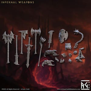 Infernal Weapons - Standalone Weapons - SET of 19 -- Miniature (Painted or Unpainted) | Artisan Guild