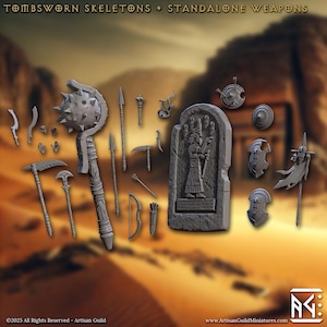 Tombsworn Skeletons - Standalone Weapons - SET of 24 -- Miniature (Painted or Unpainted) | Artisan Guild
