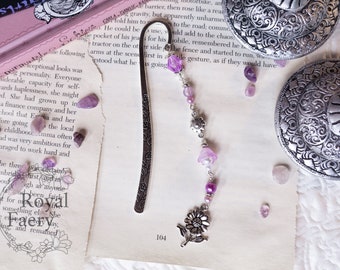 Flower Purple Silver Metal Bookmark Lesezeichen Dark Academia Light Academia Royaltycore Fairycore Cottagcore Fantasy Witch Princesscore