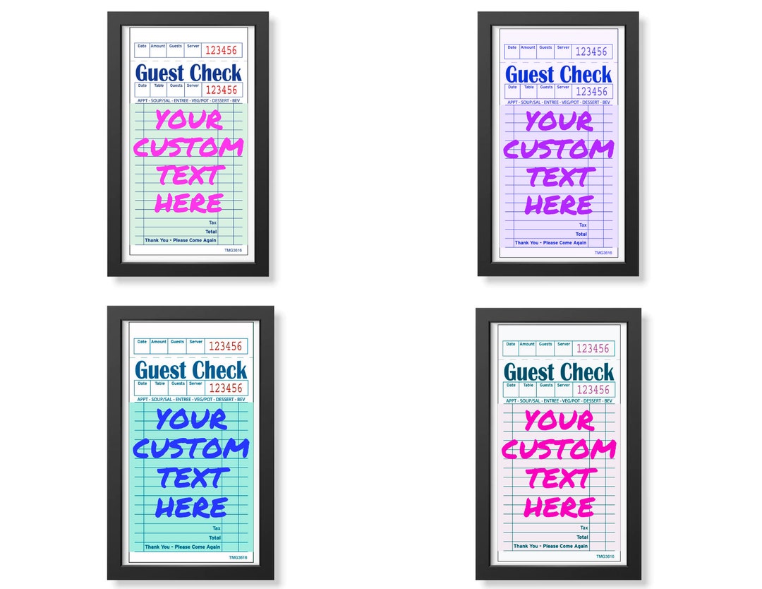 Custom Guest Check Poster/download, Trendy, Guest Check Art Etsy