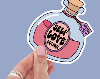 Waterproof Holographic sticker| self love sticker| self love potion