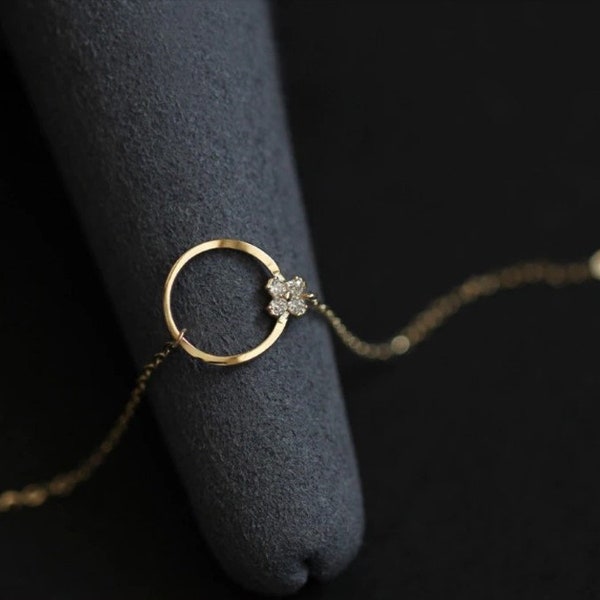 klavertje vier armband| 925 zilver | 14k goud vergulde armband | zirkoon