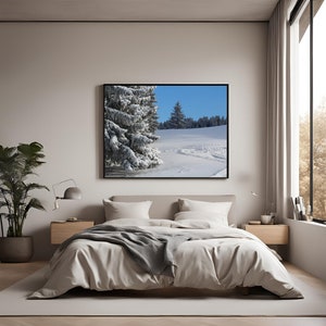 Snowy Nature Digital Print Download | Winter Landscape with Snow-Covered Tree | Wall Art | Printable Frosty Land | Instant Download