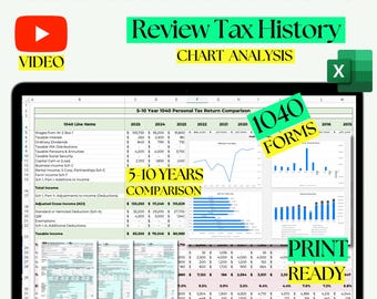 Hoja de cálculo para comparar declaraciones de impuestos de varios años: haga un seguimiento de su historial fiscal del Formulario 1040.